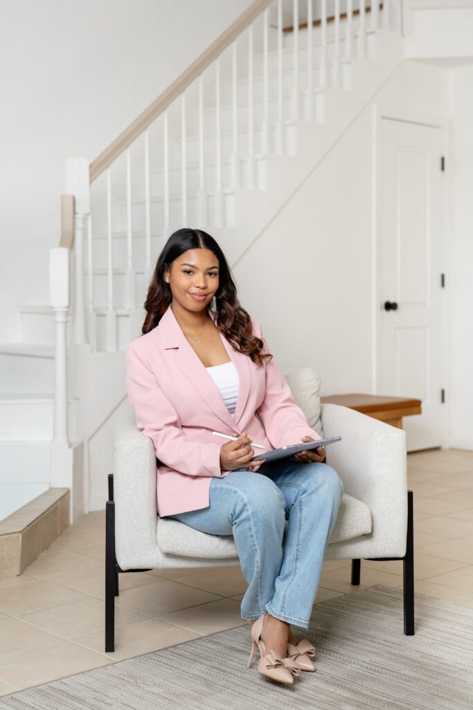 Personal branding photo of woman looking at camera