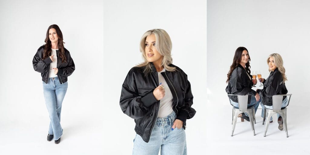 Branding experience in Virginia photography studio with leather jackets
