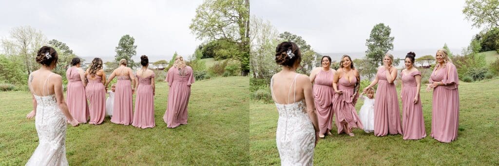 First look with bride and bridal party