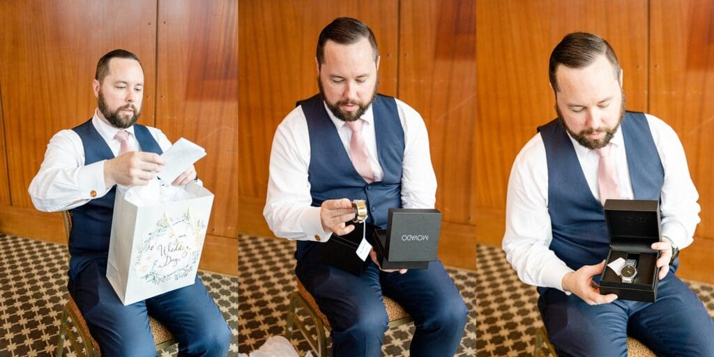 Bride and groom portraits at Virginia waterfront wedding