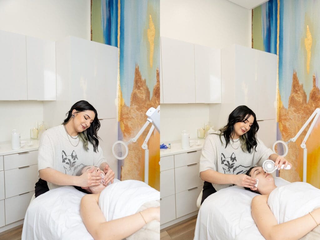 Close-up of facial treatment in progress at Sanctuary Skin