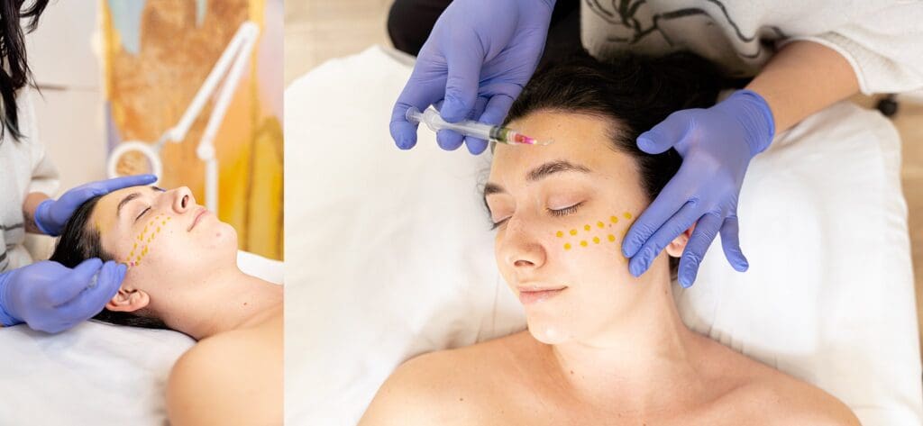 Close-up of skincare treatment at Sanctuary Skin