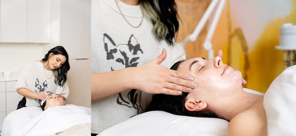 Close-up of skincare treatment at Sanctuary Skin