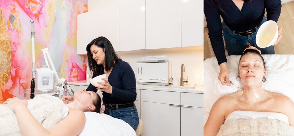Facial session at Virginia skin spa with bright, calming setting