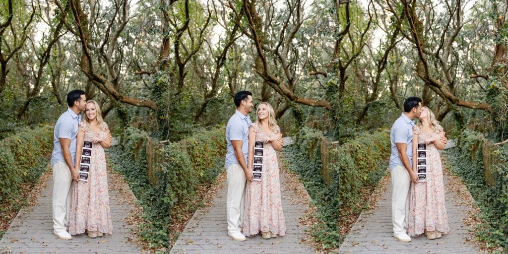 Couple holding pregnancy announcement ultrasound at Virginia Beach