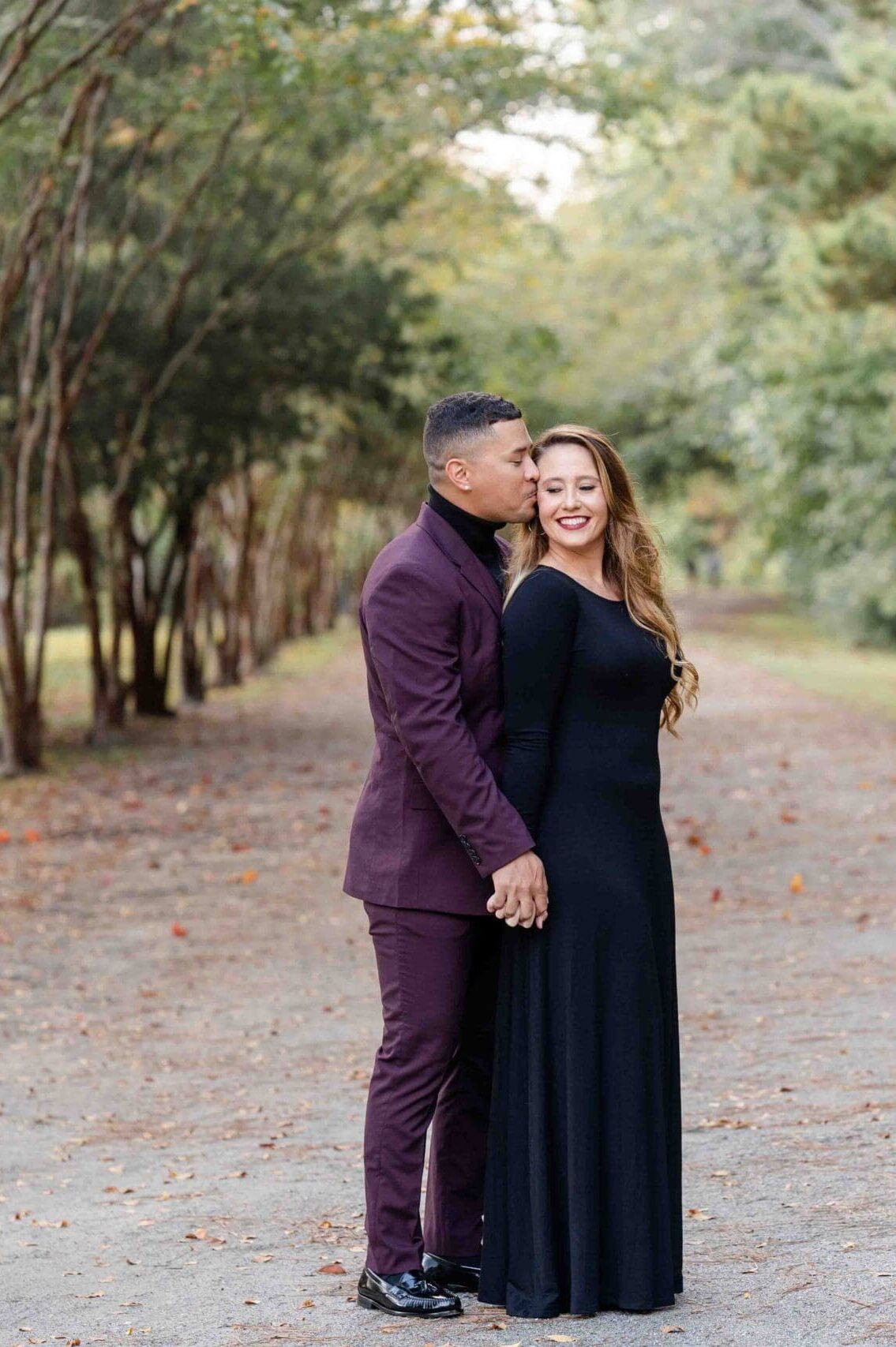 Oak Grove tree lined couple portrait