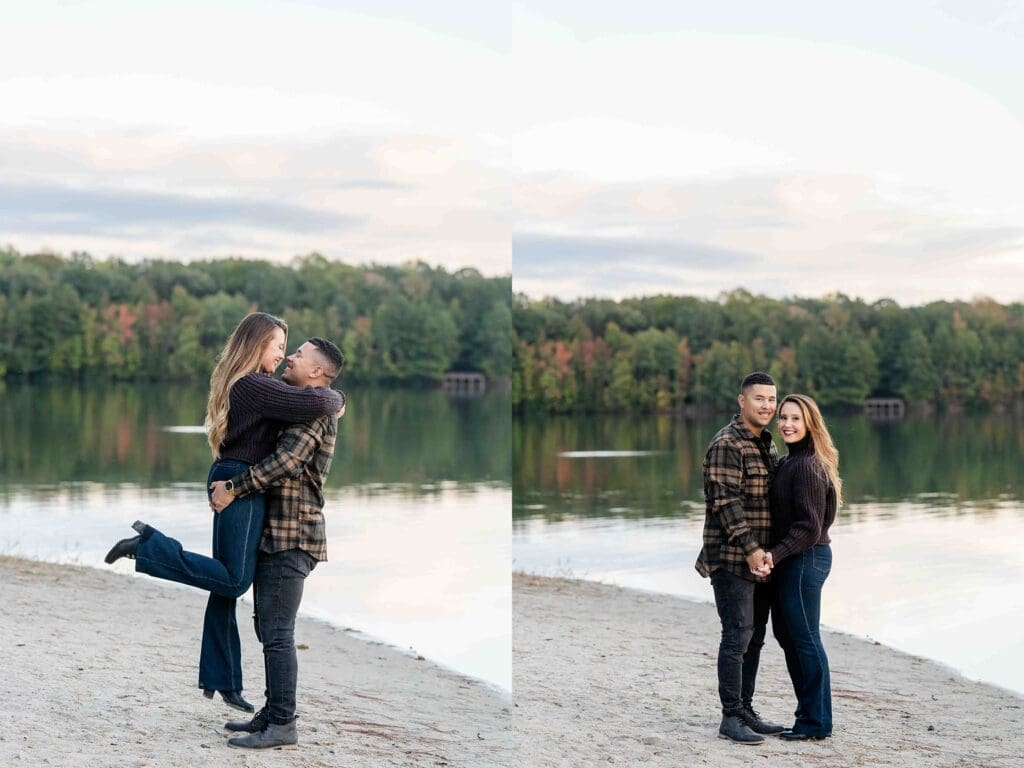 Golden hour portraits by the lake at Oak Grove Lake Park