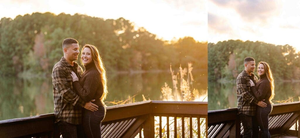 Golden hour portraits by the lake at Oak Grove Lake Park