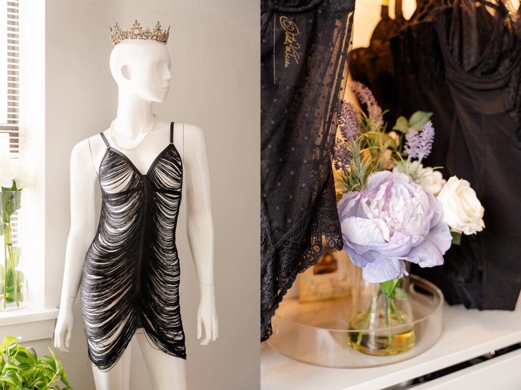 Detail shot of handmade lingerie at Simone Cheríe Fine Lingerie branding session