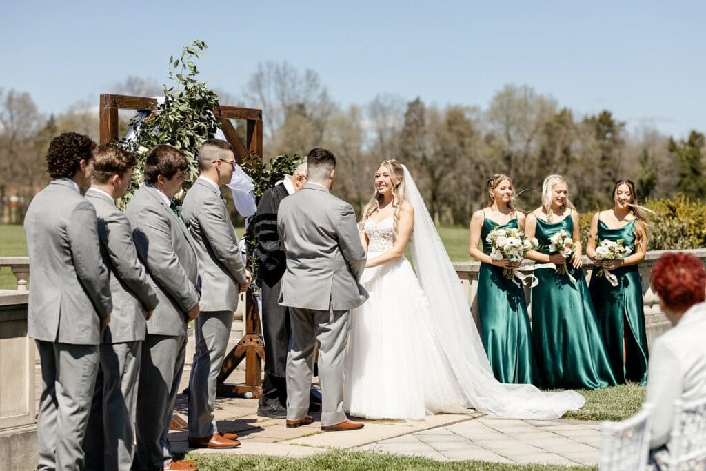 Wide shot of romantic outdoor ceremony
