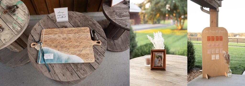 Romantic golden hour portraits with bride and groom by the barn