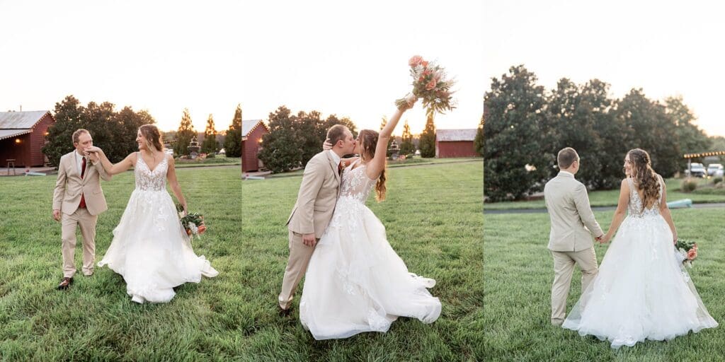 candid wedding portraits during golden hour
