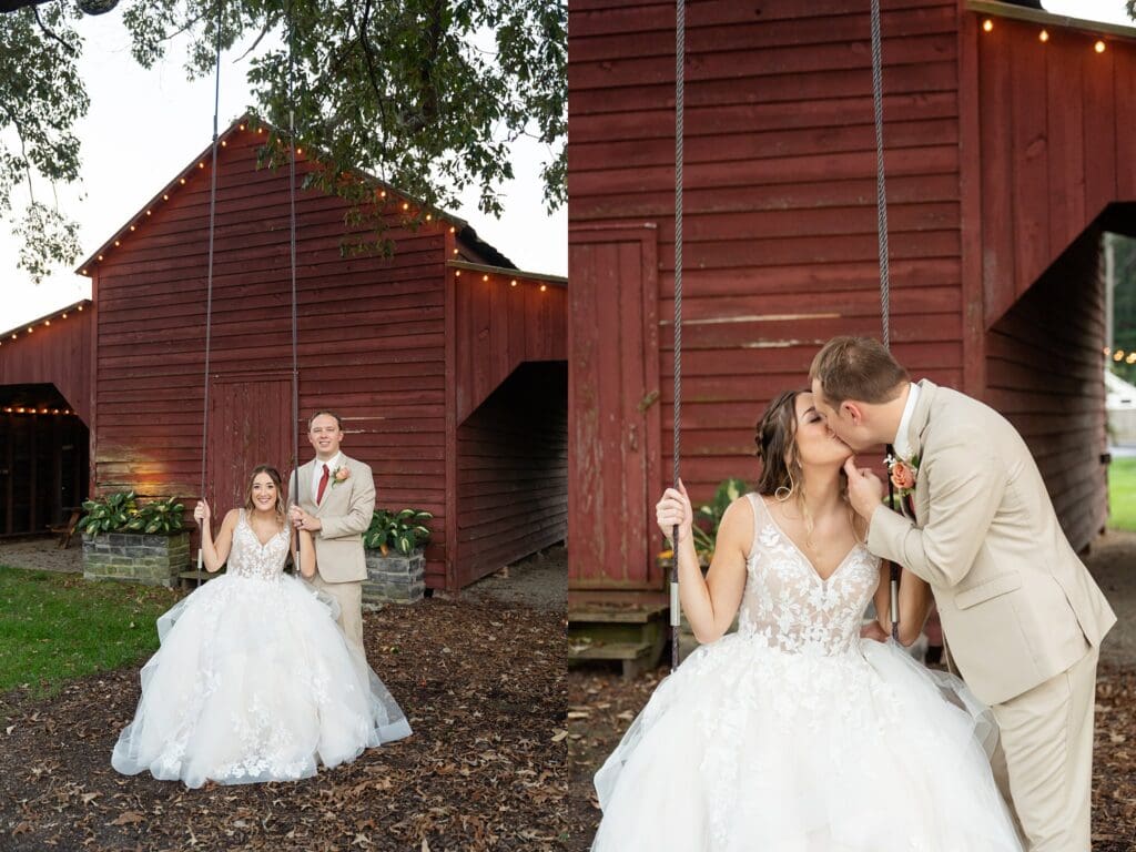 Bridge portraits on outdoor swing