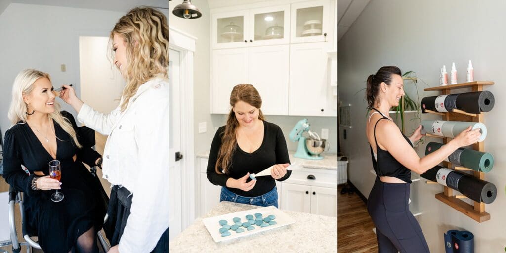 Entrepreneur brand photos with them in action of working