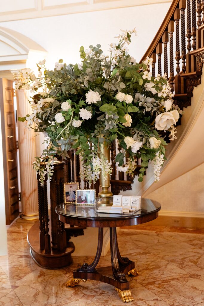 Floral arrangement at wedding