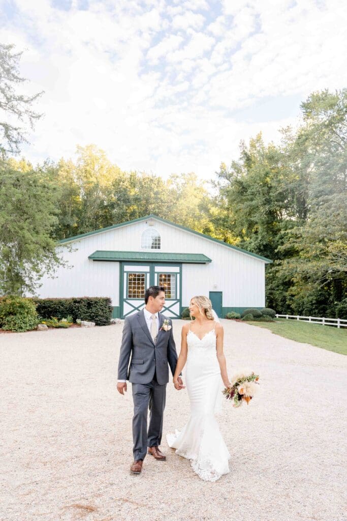Bride and groom at Culpepper Barn wedding venue in Virginia Beach