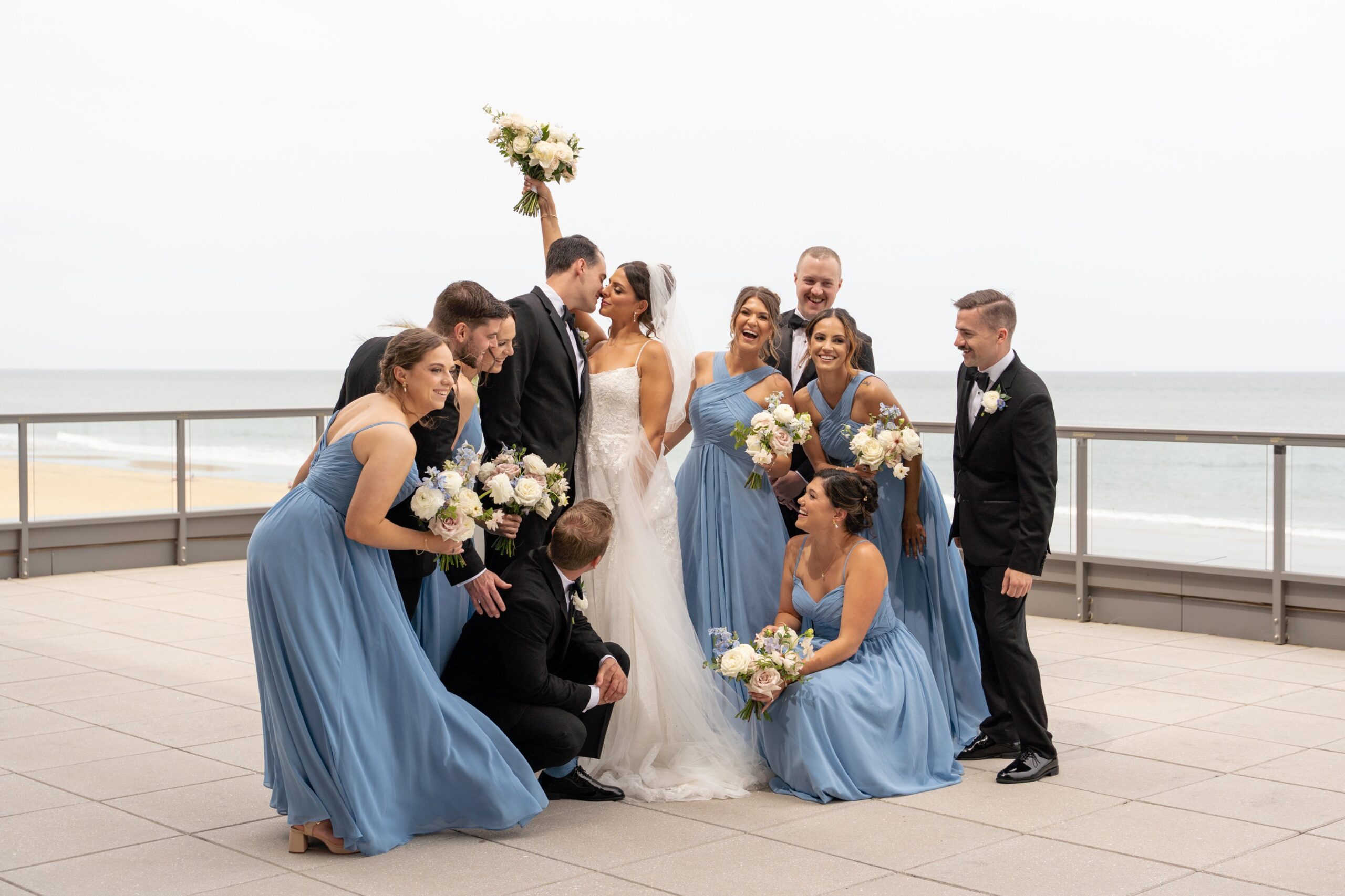 Wedding party showing how to pose for wedding photos