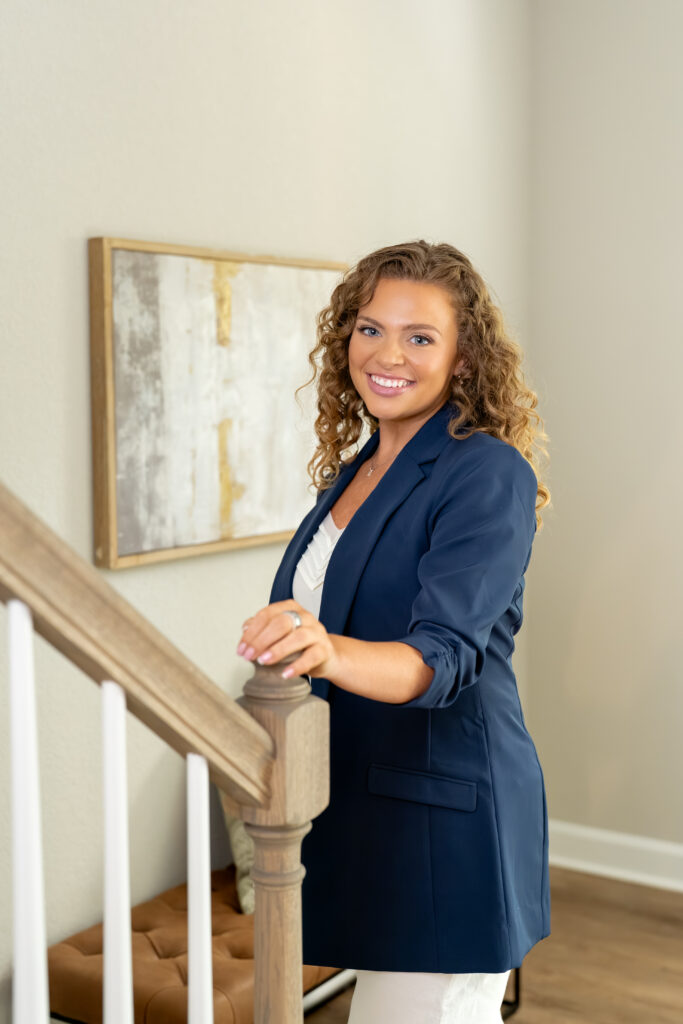 realtor branding photoshoot with woman looking at camera