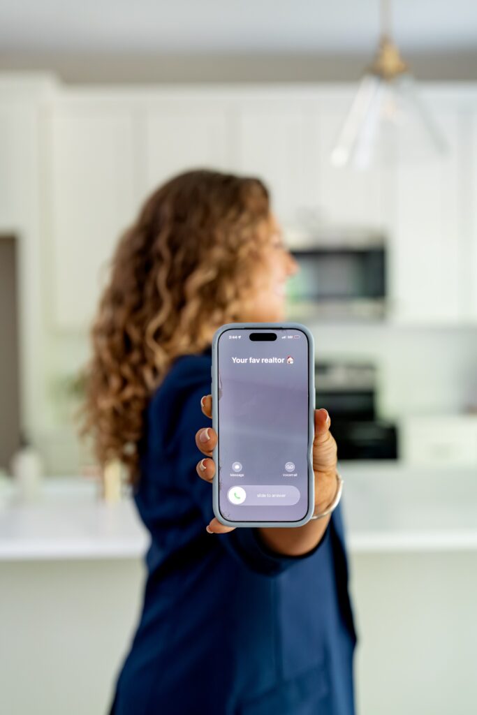 your fav realtor on phone screen for branding photography