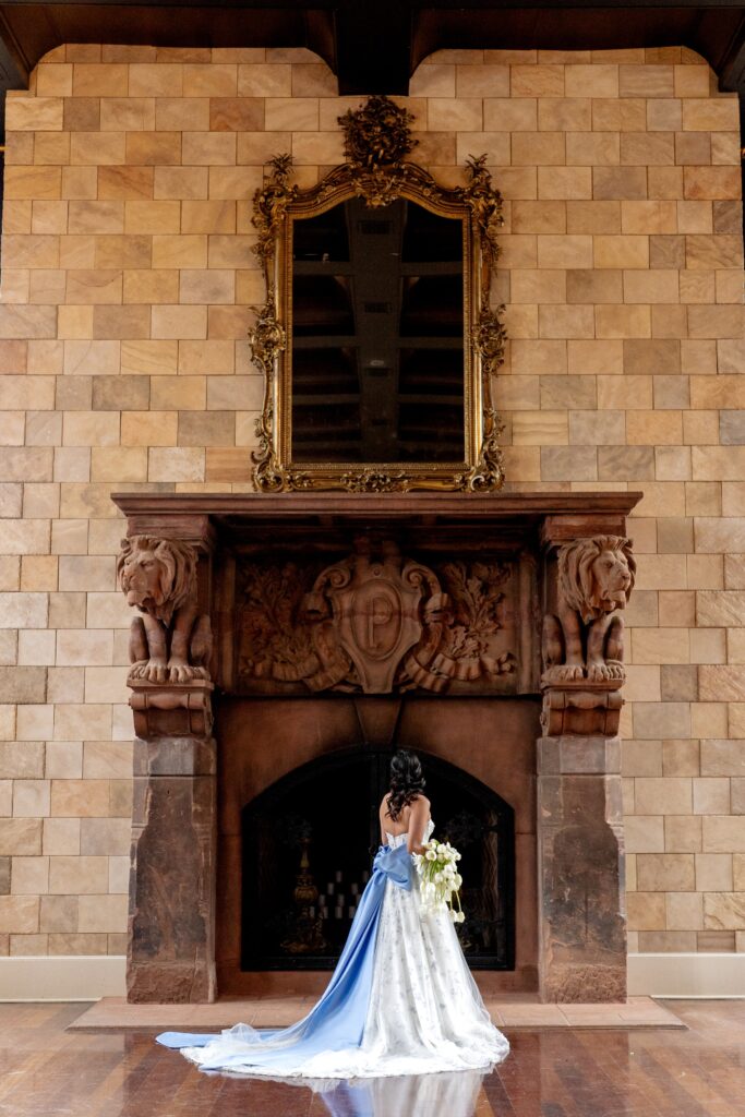 Back of bride at Dover Hall